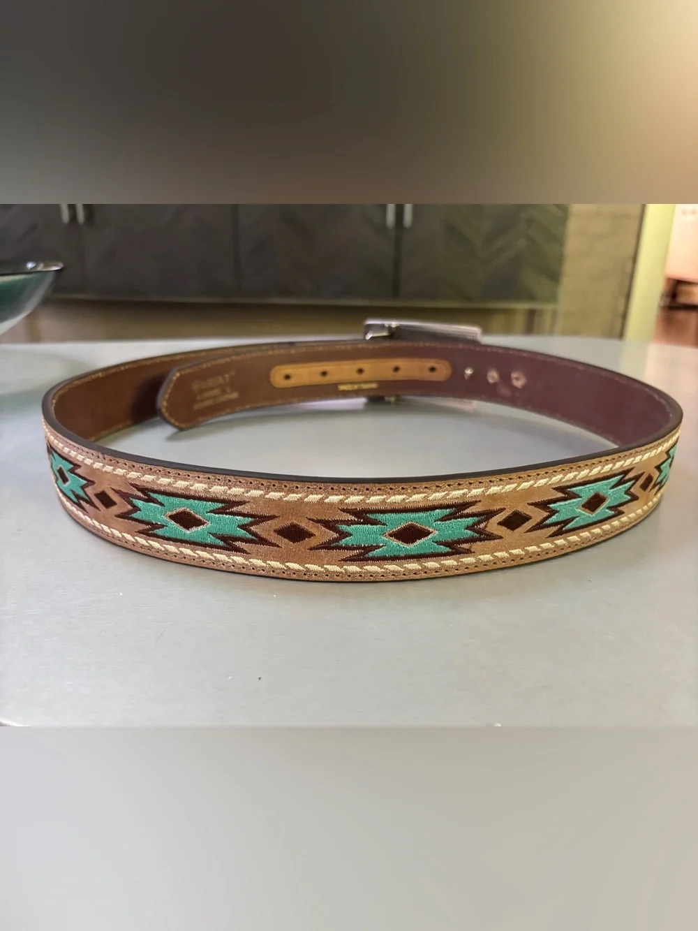 Ariat Brown Genuine Leather Belt with buckle L